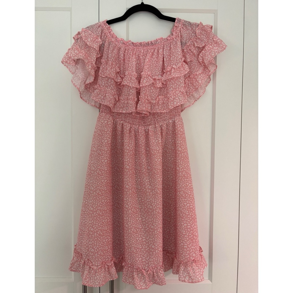 Pink Ruffled Mini Dress - Picture 4 of 5